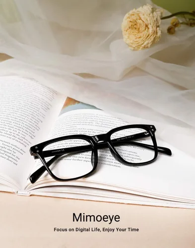 Vista 3 de Mimoeye 1 paquete de lentes clásicos de gran tamaño con borde completo y bloqueo de luz azul antifatiga ocular para mujeres, hombres y niños (negro)