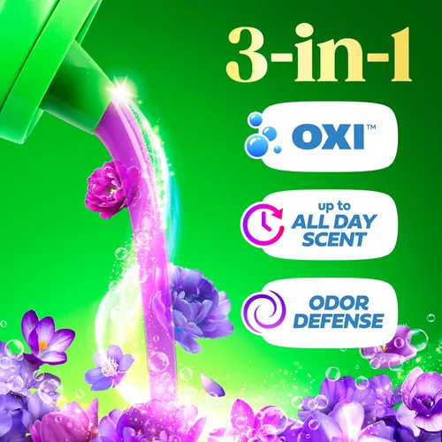 Vista 3 de Gain Detergente líquido para ropa Plus, más limpio, más fresco, ahora con aroma Oxi, Moonlight Breeze, 99 onzas líquidas, 75 cargas