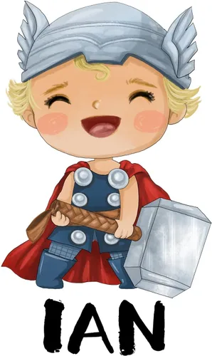 Vista 7 de Impresión personalizada de bebé Thor Boy acuarela superhéroe guardería sin marco