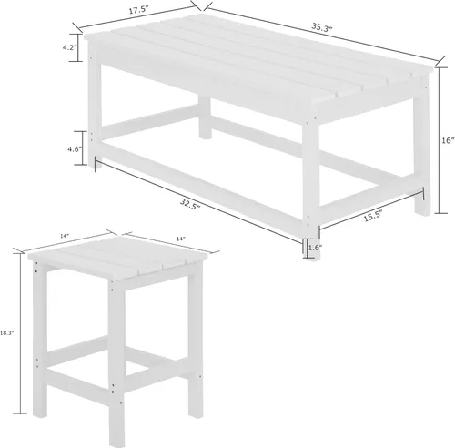 Vista 3 de WestinTrends Malibu - Juego de mesa auxiliar y café para silla Adirondack, 3 piezas, color gris