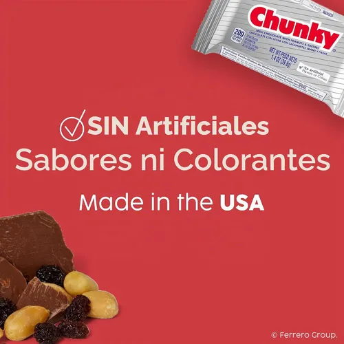 Vista 6 de Barra de chocolate con leche gigante Chunky, 12 unidades, caramelos Ferrero en envoltorio individual a granel, 4.2 onzas