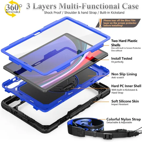 Vista 7 de SEYMAC stock Funda para tableta Samsung Galaxy Tab S9 Plus de 12.4 pulgadas 2023 con protector de pantalla y soporte para lápiz