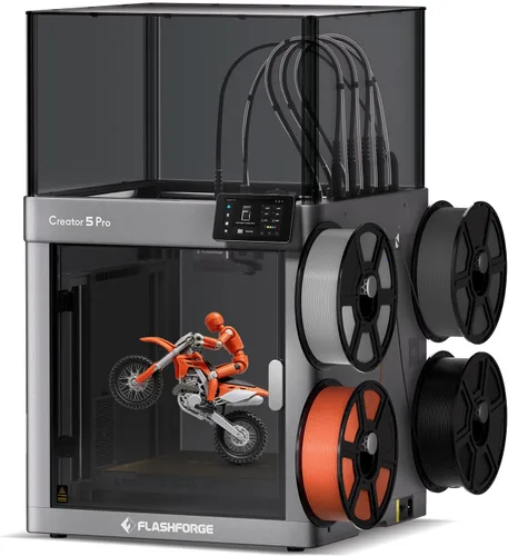 Vista 8 de FLASHFORGE Impresora 3D Creator 5, 4 cabezales de herramientas 7S, impresión multifilamento, CoreXY 23.622 in/s 5 veces más rápido, sistema