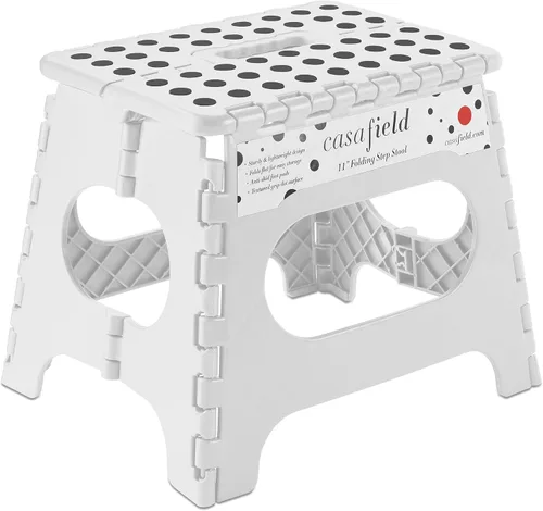 Vista 21 de Casafield Taburete plegable de 9 pulgadas con asa, negro, portátil, plegable, pequeño taburete de plástico para niños y adultos, uso en la cocina