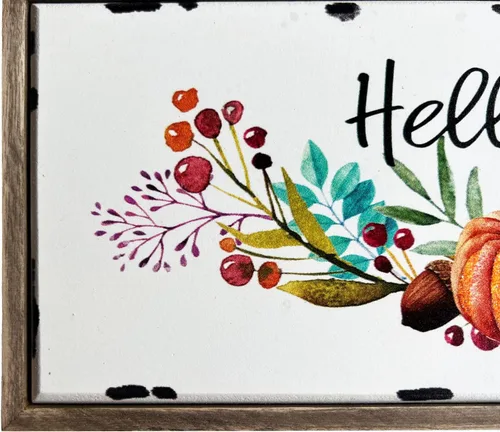Vista 6 de Letreros de madera con texto en inglés «Hello Fall» para decoración de pared para el hogar, cocina, casa de campo, chimenea, centro de mesa, madera