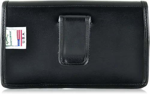 Vista 2 de Turtleback Funda compatible con Note 5, funda para cinturón, compatible con OB Defender o fundas voluminosas, bolsa de cuero negro con clip de Cuero