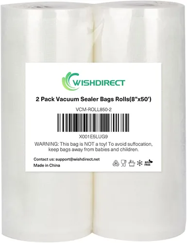 Vista 8 de Rollos de bolsas selladoras al vacío compatibles con FoodSaver, paquete de 2 rollos de 11 pulgadas x 25 pies y 2 unidades de 8 x 25 pies