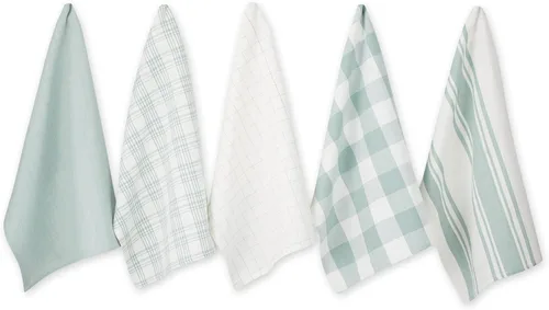 Vista 9 de DII Everyday Basic Kitchen Collection - Juego de toallas de cocina de algodón tejido grande, 18 x 28 pulgadas, verde antiguo, 5