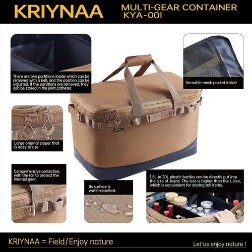 Vista 3 de Bolsa plegable para transportar alimentos, bolsa portátil para comestibles (48 litros), adecuada para catering, catering, picnic, campamento, Marrón