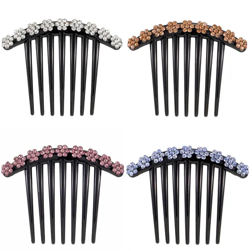 Vista 16 de Peine lateral de perlas para mujer, peines de pelo con diamantes de imitación, 7 dientes, accesorios de cristal vintage, accesorios para tocados
