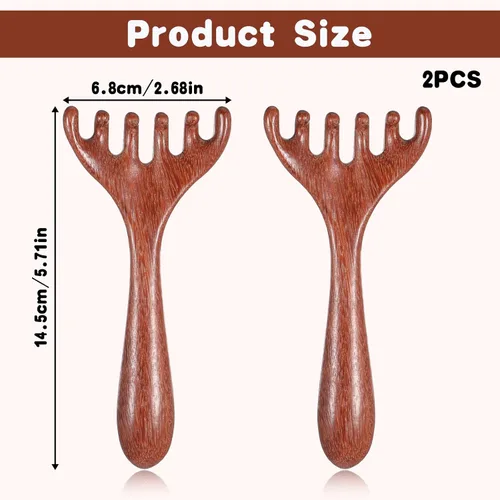 Vista 2 de 2 peines de masaje de madera, 6 garras, masajeador de madera para cabeza, pies, herramientas de masaje de terapia de madera para cabeza, espalda