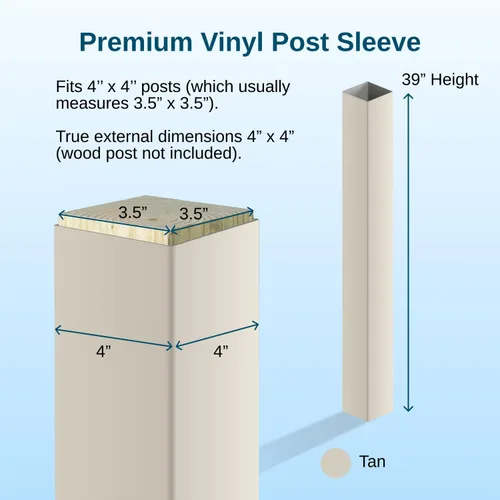 Vista 4 de Weatherables Funda para poste de 4 x 4 pulgadas, resistente a la intemperie, de vinilo premium para exteriores para durabilidad prolongada y fácil