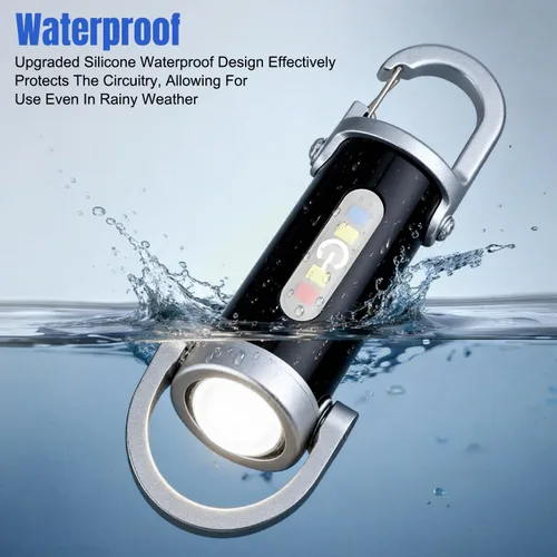 Vista 3 de 2 piezas de linterna portátil recargable brillante para llavero, linterna de 1200 lúmenes impermeable mini EDC llaveros compactos, linterna