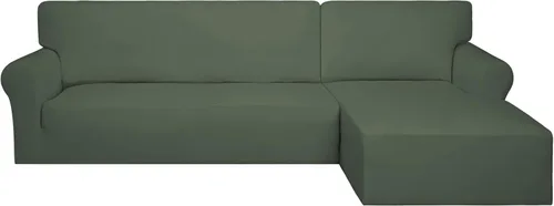 Vista 18 de PureFit - Fundas superelásticas para sofá modular en L, 2 fundas de elastano antideslizantes con borde elástico, ideal para niños y mascotas
