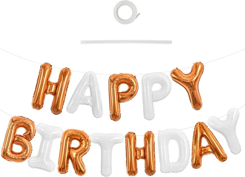 Vista 64 de TONIFUL Pancarta de Globos Negros de Feliz Cumpleaños de 16 Pulgadas con Letras de Papel de Aluminio Mylar, Cartel Banderín Reutilizable