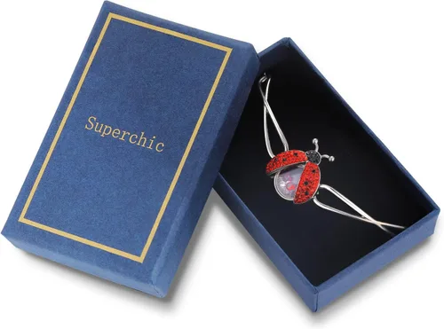 Vista 5 de superchic Pulsera de mariquita con circonita cúbica con cristales flotantes para mujeres, adolescentes, niñas, niños, fiesta de Halloween, regalos