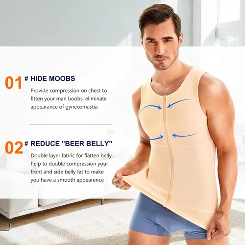 Vista 3 de Wonderience Camisetas de compresión para hombre, camiseta sin mangas con cremallera
