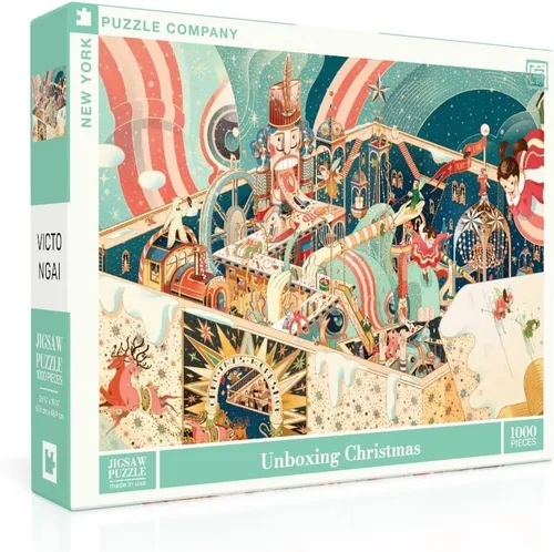 Vista 7 de New York Puzzle Company - Victo Ngai The Great Elephant - Rompecabezas de 1000 piezas para adultos por Victo Ngai