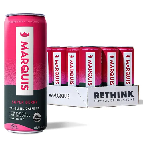 Vista 10 de Marquis - Bebida energética natural - Citrus Yuzu - Sin azúcar - 0 calorías - 100 mg de cafeína orgánica a base de plantas - Yerba Mate - Té verde