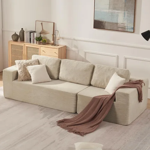 Vista 20 de Furnify Sofá modular tapizado de espuma de 30", Sofá de piso tapizado con almohada, Silla puf para dormitorio y sala de estar, No requiere