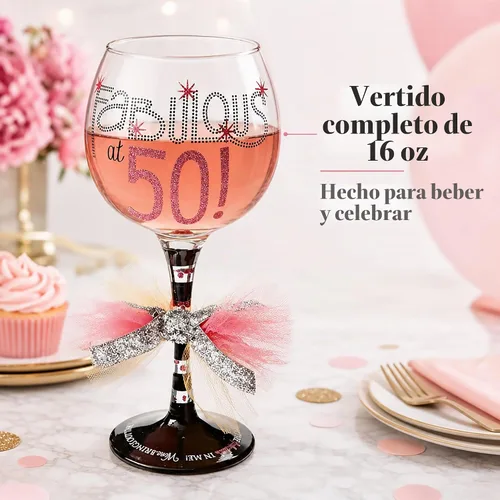 Vista 6 de Mud Pie copa de vino "Fabulous at 50
