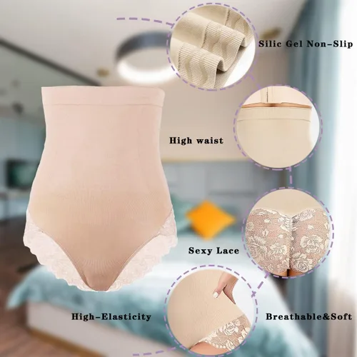 Vista 4 de Ropa moldeadora para mujer con control de abdomen cintura alta moldeadora sin costuras con encaje