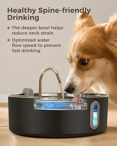 Vista 5 de Fuente de Agua de Acero Inoxidable para Perros y Gatos con Cuenco y Filtros de Reemplazo, Ideal para Perros Grandes, Gatos y Hogares con Múltiples