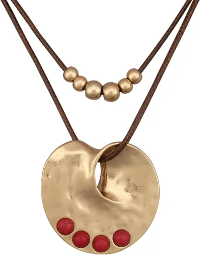 Vista 55 de Jeilwiy Collar de cuero para mujer, collar funky, gargantilla de cuerda con colgante, joyería de estilo bohemio