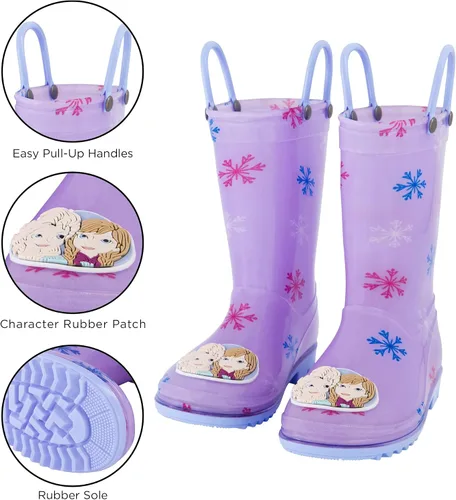 Vista 3 de Disney Girl's Frozen Kids Rain Boots with Soft Removable Liner Snow