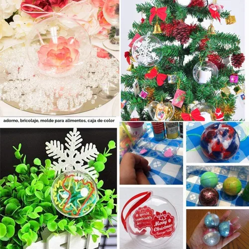 Vista 7 de 24 unidades de bolas de plástico acrílico transparentes rellenables, bolas transparentes de bricolaje para adornos de árbol de Navidad, decoraciones