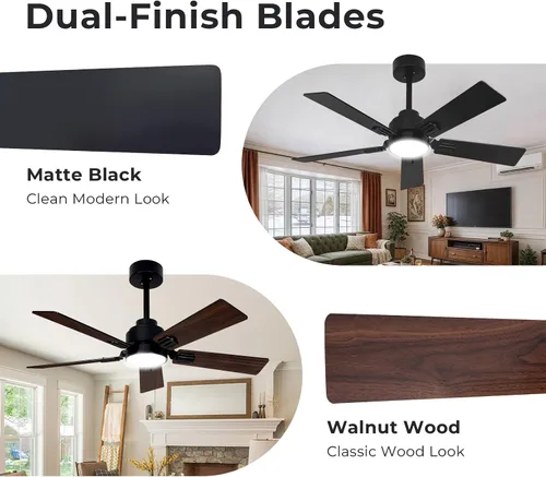 Vista 5 de Ventilador de techo inteligente negro de 42 pulgadas con luces LED Alexa