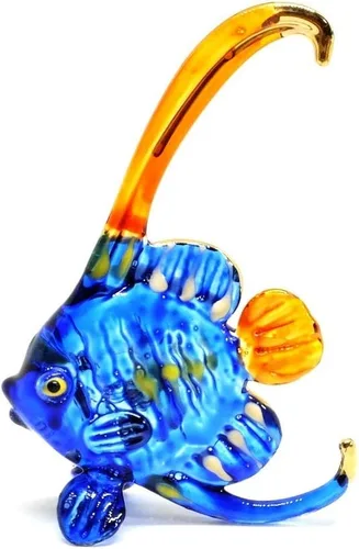 Vista 2 de Mini figuras de pez estandarte de cristal hecho a mano de 3 pulgadas, arte de vidrio soplado, animales oceánicos en miniatura/figuras