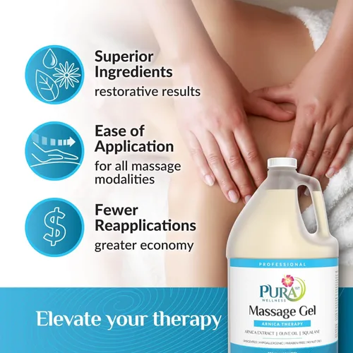 Vista 4 de Arnica Therapy Gel de masaje de 1 galón, extracto de árnica, profesional, terapia de masaje, tejido profundo, sin perfume, hipoalergénico