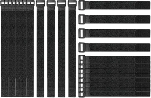 Vista 8 de Paquete de 24 correas de cable reutilizables de sujeción para cinchas, lazos de alambre (1 x 12 pulgadas), correas ajustables de gancho y bucle