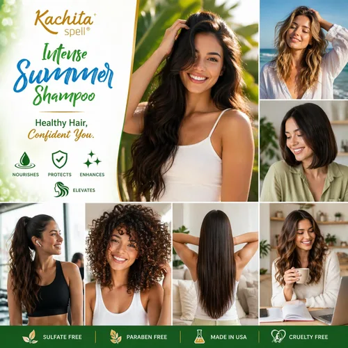 Vista 7 de Kachita Spell Nuevo Champú Hidratante Hidratante Intenso Verano Sin Sulfatos y Parabenos Para Cabello Seco Medio a Grueso, Color Tratado Hecho