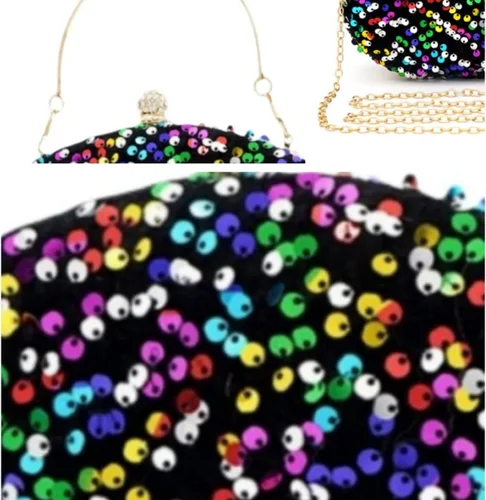 Vista 4 de IAMUHI Bolso de mano con lentejuelas pequeñas, bolso de noche con asa superior, mini bolso cruzado de hombro cuadrado