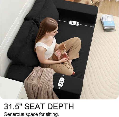Vista 7 de COMAX Sofá cama futón, sofá cama convertible, sofás plegables sin hueso