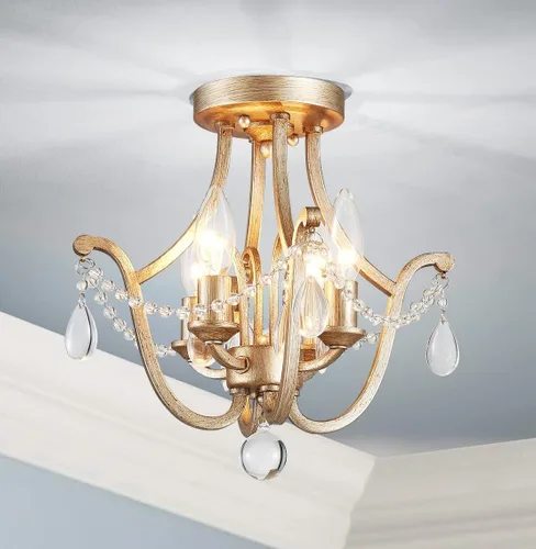 Vista 8 de AGV LIGHTING Moderna lámpara de techo de cristal de burbujas, lámpara de techo cromada de 4 luces con pantallas de globo de vidrio texturizado