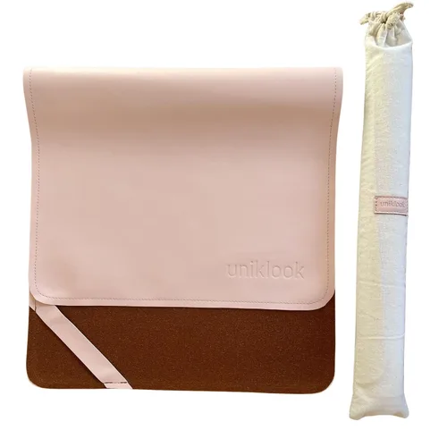 Vista 10 de UNIKLOOK Cambiador portátil de cuero - Cuero vegano - Cambiador de bebé de viaje - Estación de cambio de pañales portátil multiusos impermeable 14 x