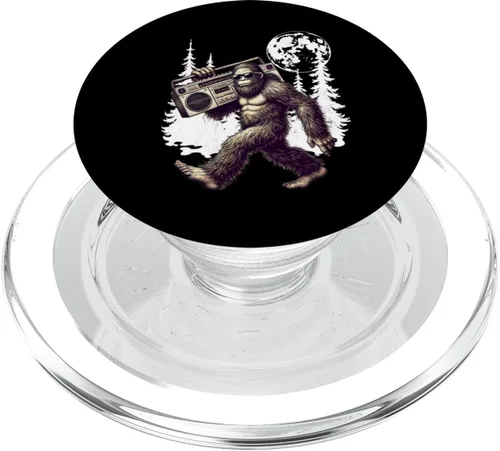 Vista 7 de Funny Retro Bigfoot Boombox 80s Hip Hop Sasquatch Vintage PopSockets Adhesive PopGrip