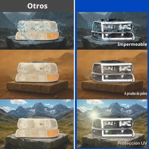 Vista 7 de SPEC-D TUNING Faros delanteros de barra LED negros + luces de parachoques compatibles con Chevy Silverado 1999-2002 Tahoe Suburban 2000-2006
