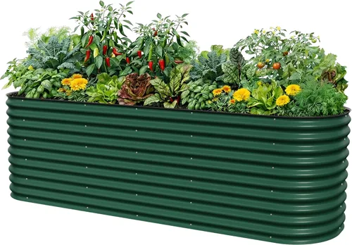 Vista 12 de Vego garden Jardinera elevada redonda de 32 pulgadas de alto y 42 pulgadas para jardín, para verduras, flores, patio, gris moderno