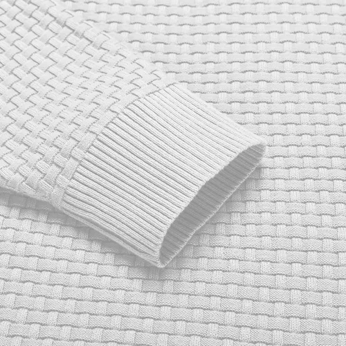 Vista 5 de COOFANDY Suéter de cuello redondo para hombre, suéter de punto de manga larga, casual, ajustado