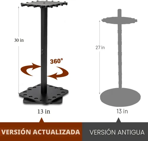 Vista 7 de Ghosthorn Soportes para cañas de pescar para garaje, soporte giratorio de 360 grados para cañas de pescar, soporte de pie de madera para guardar