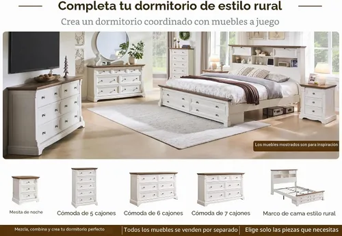 Vista 6 de T4TREAM Cómoda de 3 cajones de 24 pulgadas de ancho, mesa auxiliar de noche estilo granja de 26 pulgadas de alto con 3 cajones, mesa auxiliar