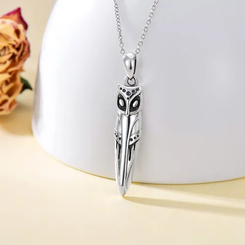 Vista 2 de ONEFINITY Owl Necklace 925 Sterling Silver Owl Pendant Oxidized Vintage Owl Jewelry Christmas Gifts for Women Mom Wife
