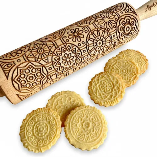 Vista 13 de Rodillo AZTEC en relieve – Rodillo de masa y arcilla para galletas en relieve y cerámica, galletas y sello de cerámica, regalos para hornear