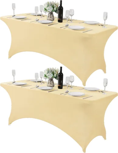 Vista 122 de Mantel de elastano para mesa de 6, 4 o 8 pies, universal, ajustable, para fiestas, banquetes, bodas y eventos, color verde manzana