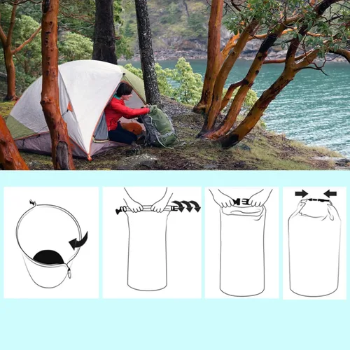 Vista 6 de Bolsas secas impermeables, ultraligeras, bolsas impermeables de 10L/20L/40L/70L, saco superior enrollable para kayak, playa, rafting, canotaje