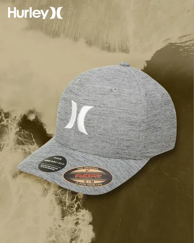 Vista 5 de Hurley Gorra de béisbol para hombre – Gorra ligera de visera curvada H2O Dri ajustada para hombre gris (Dark Smoke Grey)